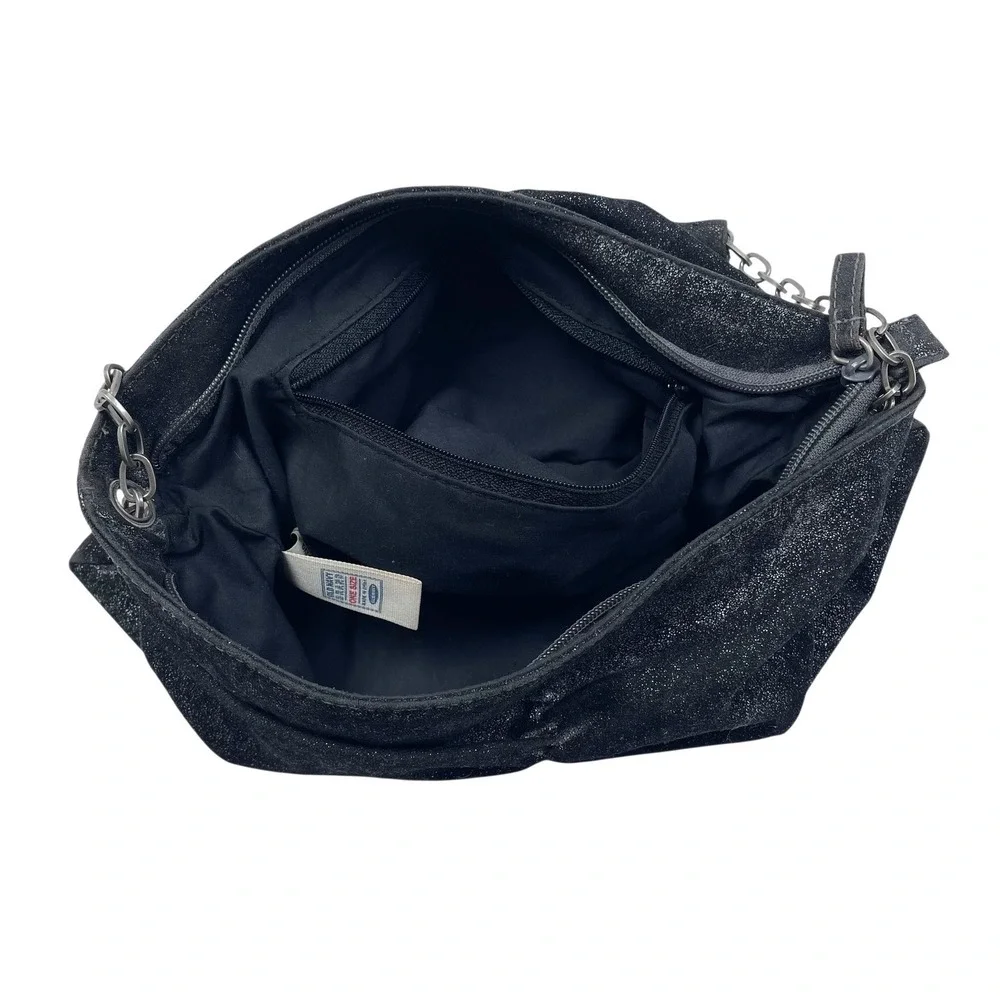 Y2K‎ Black Glitter Small Hobo Bag Metal Chain 2006 Old Navy Whimsigoth Purse
